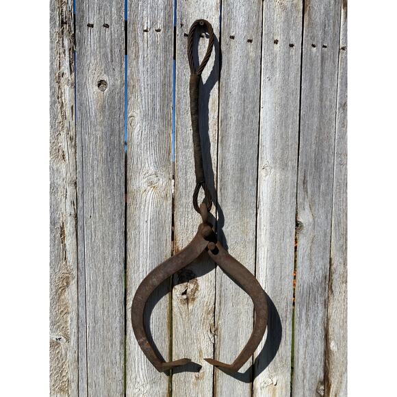 Antique WMT William T Wood & Co Ice Tool Lowering Tongs Arlington MA 1845-1905 - Picture 3 of 8